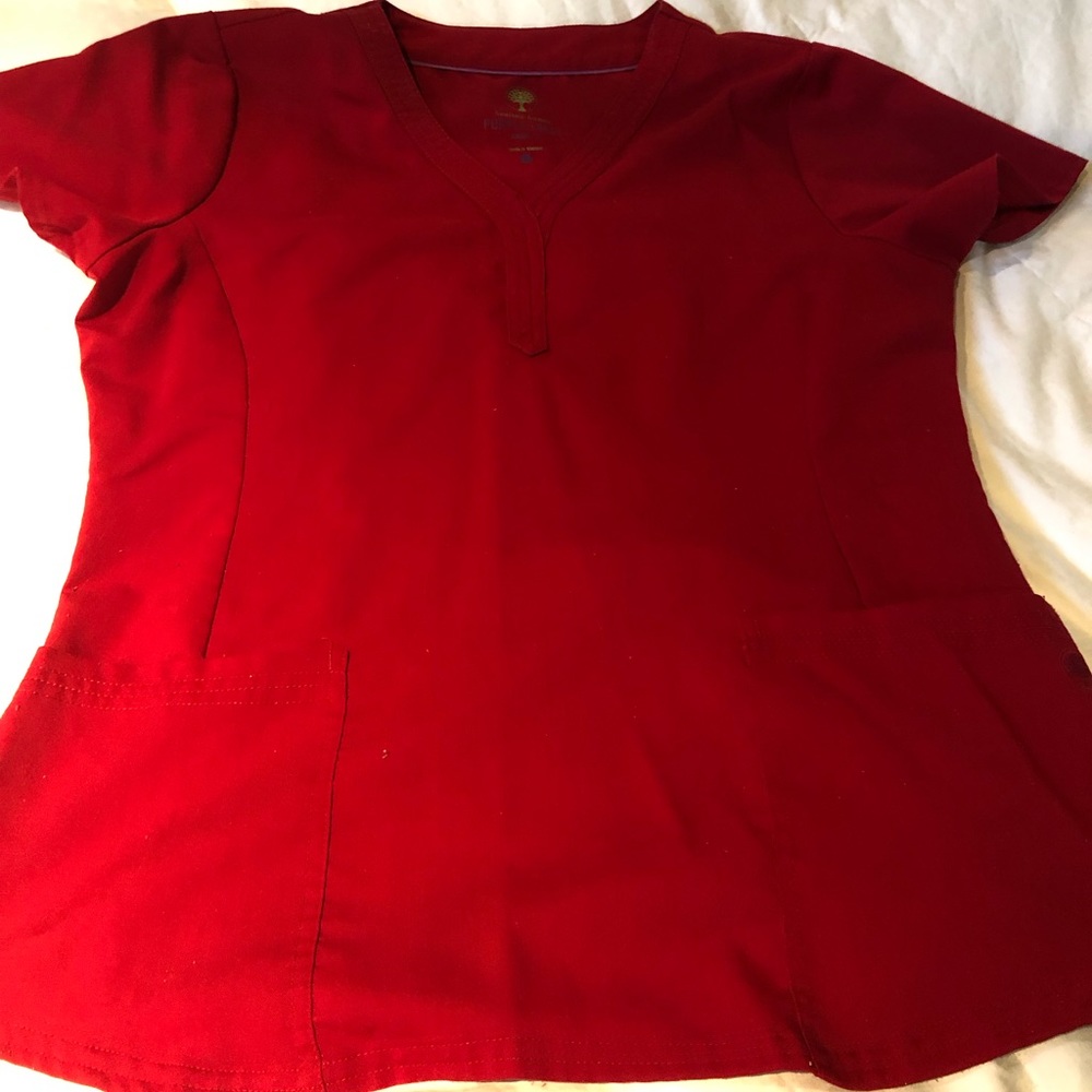 Healing Hands red scrub top